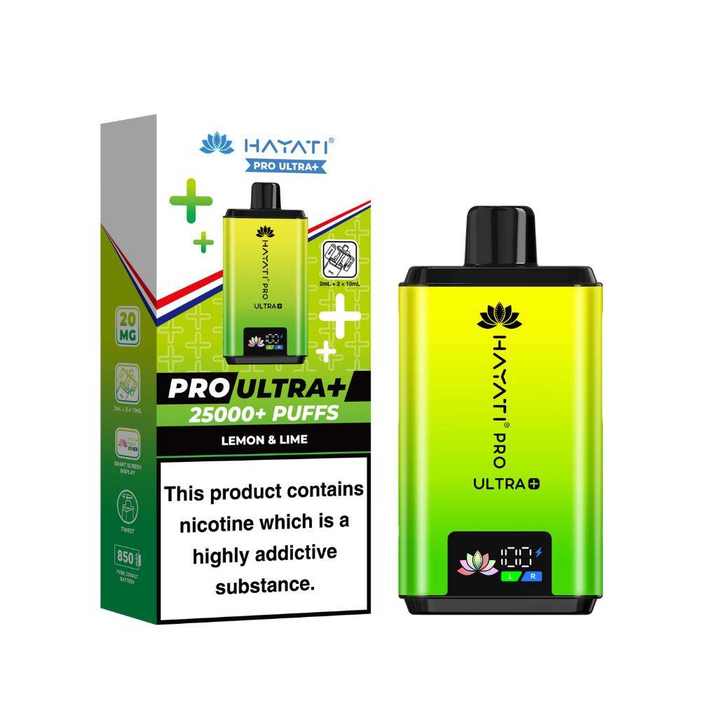 Hayati Pro Ultra Plus 25k Vape Kit Box of 5 Lemon & Lime