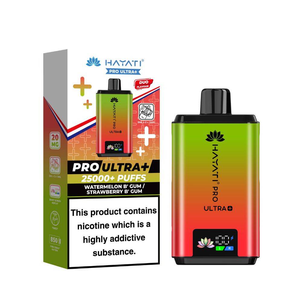 Hayati Pro Ultra Plus 25k Vape Kit Box of 5 Watermelon Bubblegum/ Strawberry Bubblegum